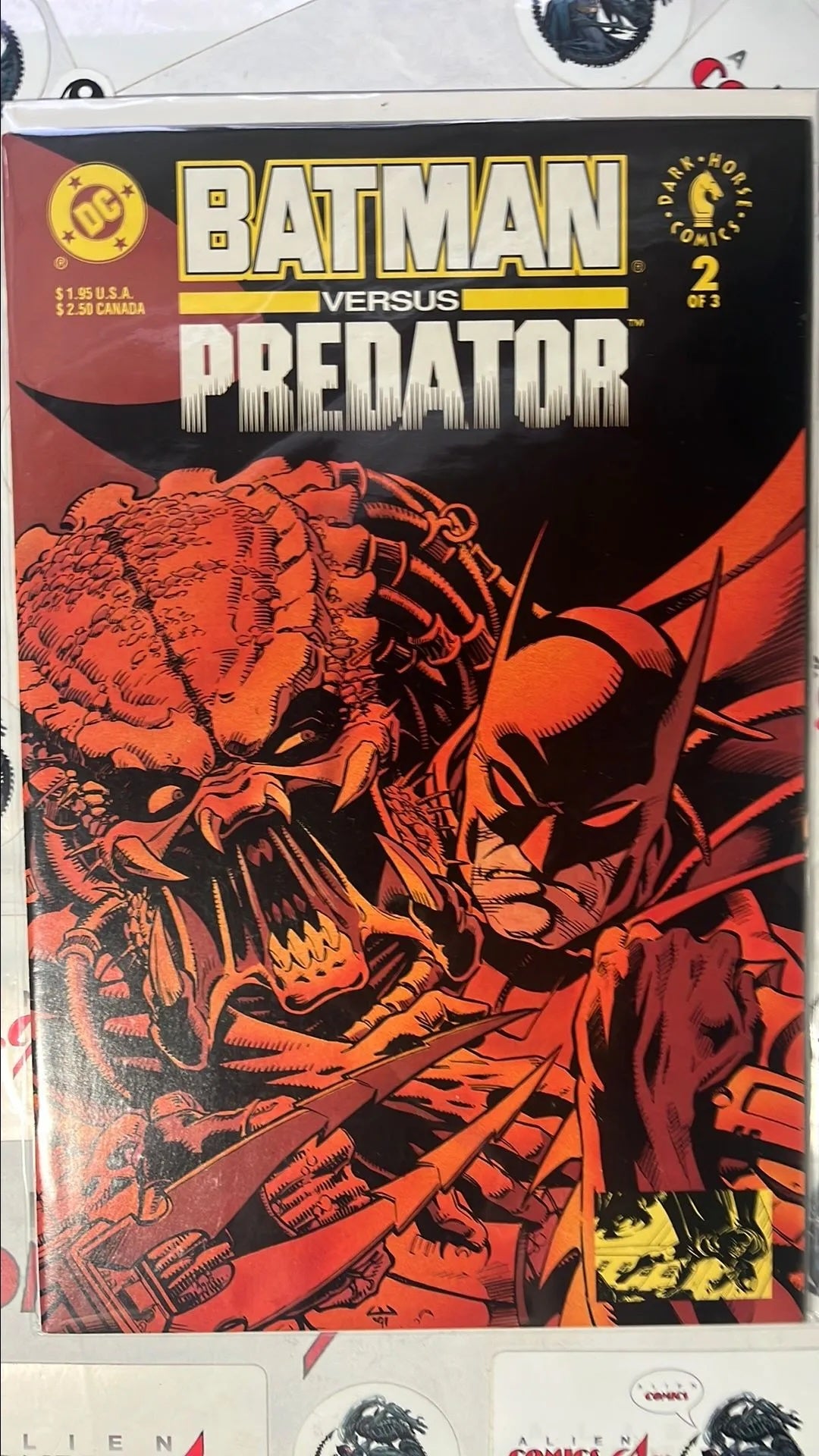 Batman vs. PREDATOR (#2 Dark Horse/DC Crossover 1992 Chris Warner Cover Batman in Headlock NM)