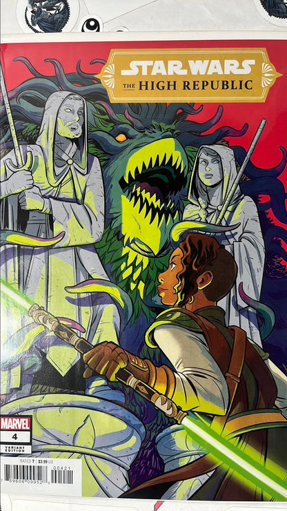 High Republic (#4B Marvel 2021 Natascha Bustos Variant Origin of the Drengir, 1st full app. Imri Cantaros Jedi Padawan NM)