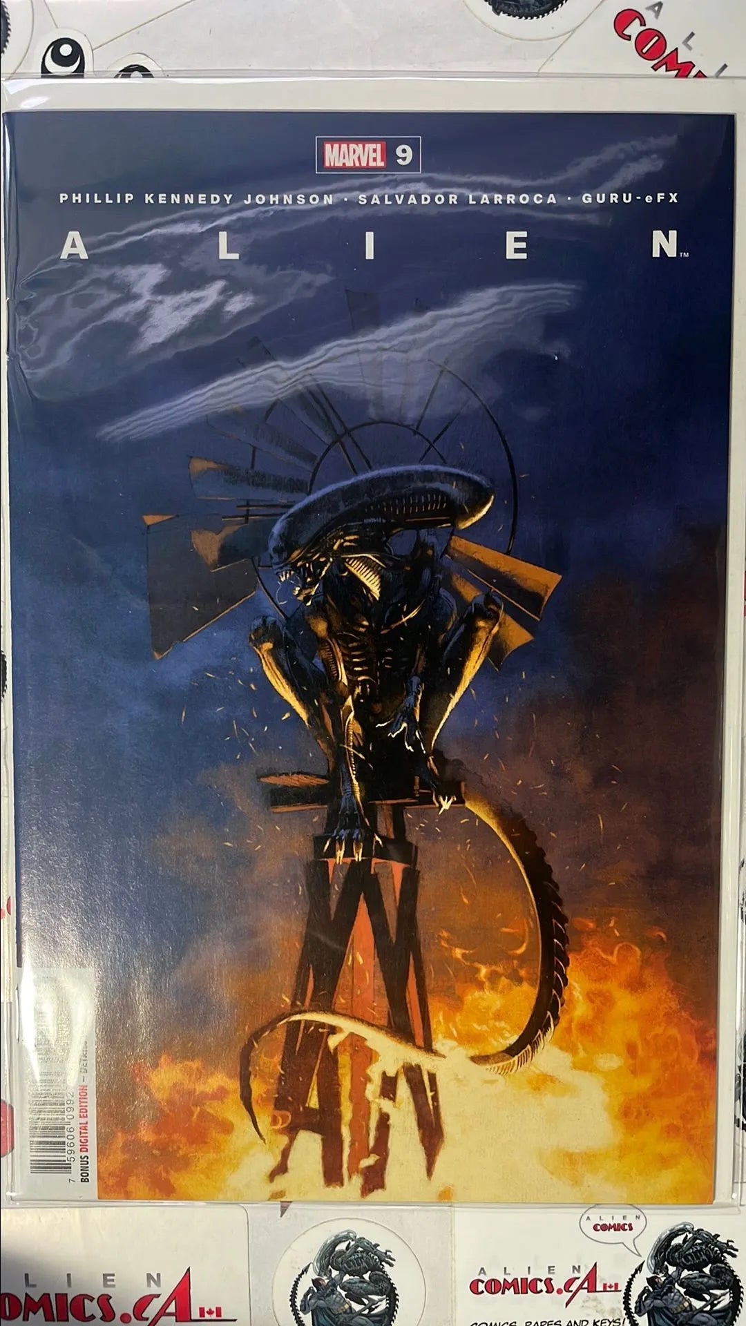 ALIEN (#9 Marvel 2022 Marc Aspinall Cover Alien Sitting on Windmill NM)