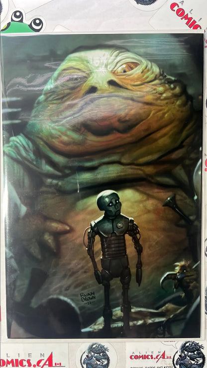 Jabba’s Palace (#1B Marvel 2023 Ryan Brown 1:100 Virgin Variant Painted Cover HTF 1st app. Bane Malar 1st app. Silvan Kaan, a mysterious antagonist plotting to overthrow Jabba NM)