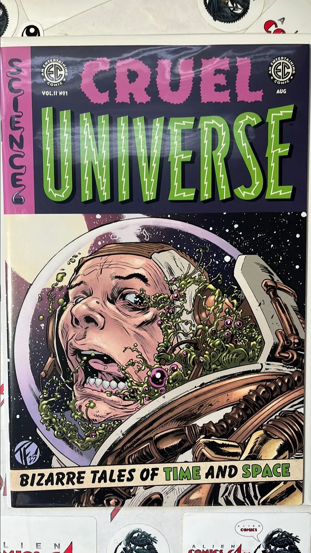 CRUEL UNIVERSE 1B EC/Oni Press 2025 Green Alien Spore Growing In Astronaut's Helmet HIGH GRADE