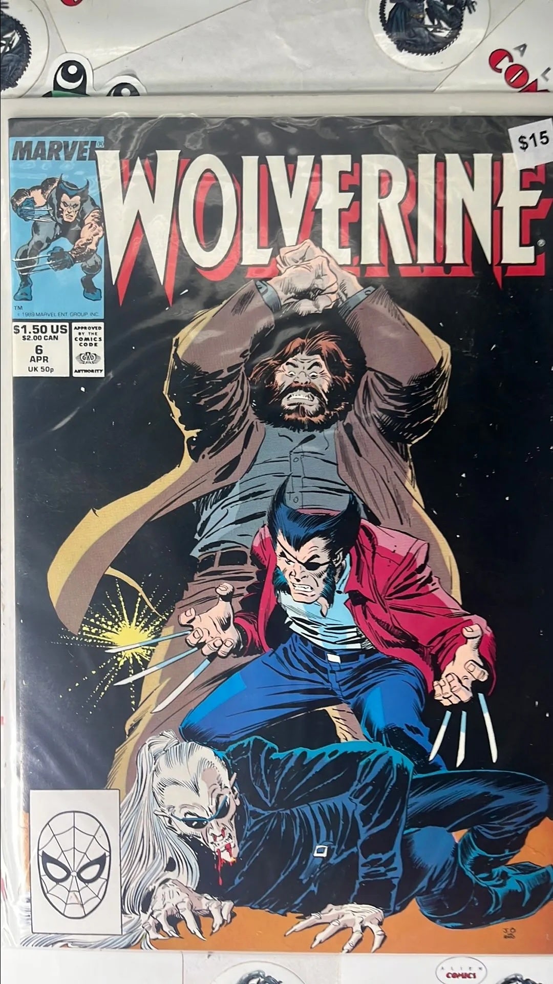Wolverine (#6 Marvel 1989 Direct Edition John Buscema Cover Art 1st Todd McFarlane Wolverine Art Pin-up NM)