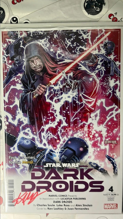 Dark Droids: The Adventures of R2-D2 and C-3PO (#4 Darth Sidious force lightning on droids Signed by Ken Lashley no COA NM)