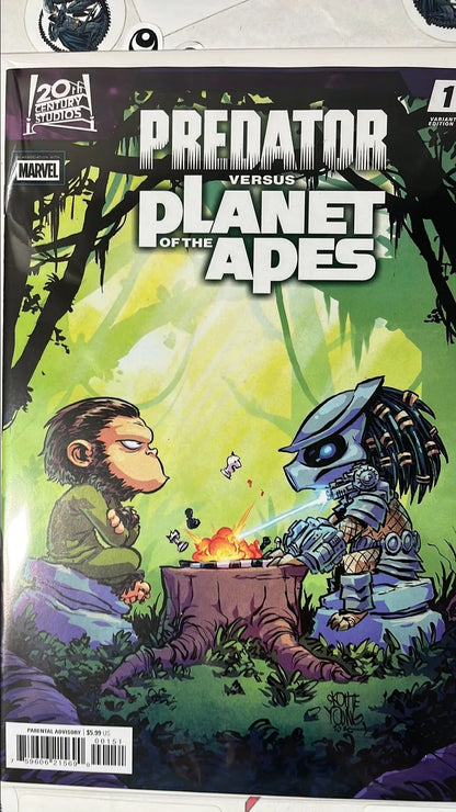 PREDATOR vs. The Planet of the Apes (#1Y Marvel 2026 Skottie Young Variant NM)