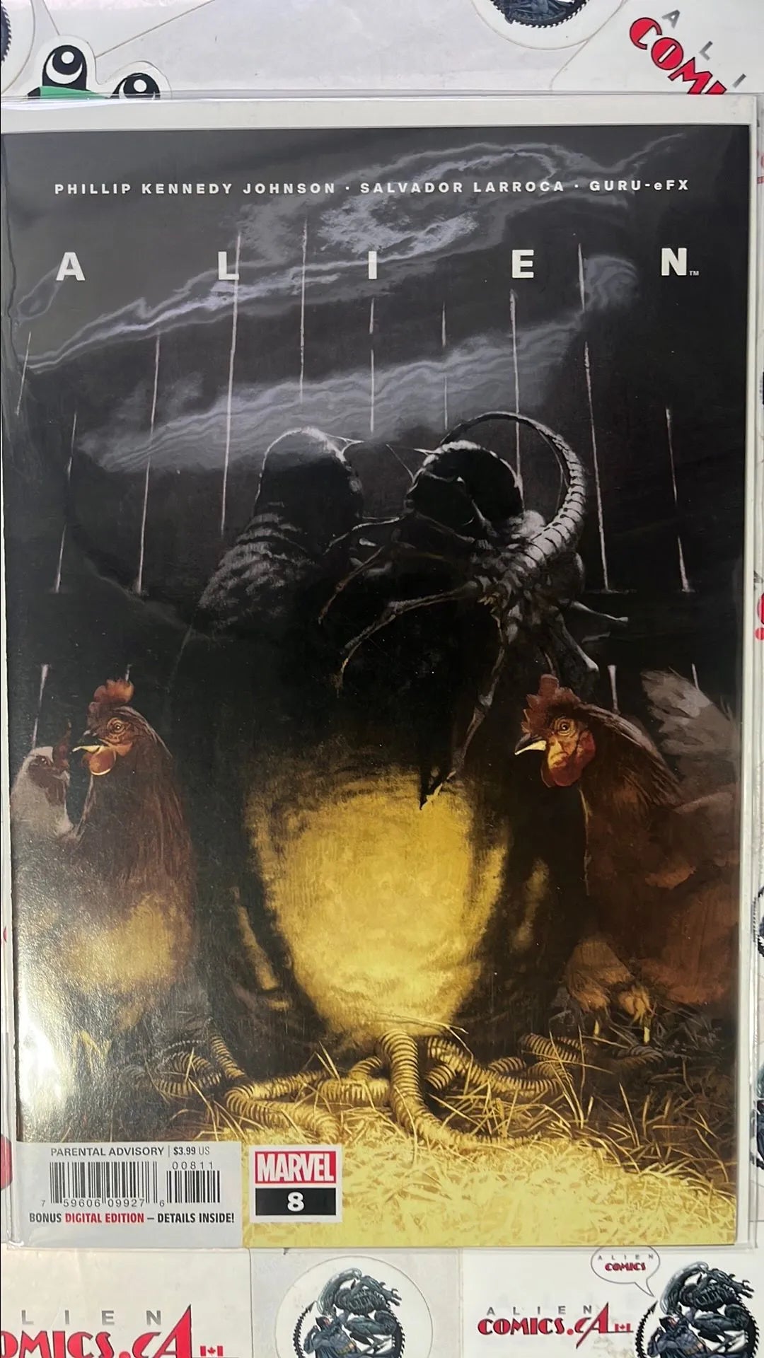 ALIEN (#8 Marvel 2021 Salvador Larroca Cover Facehugger and Egg in Barn with Chickens NM)