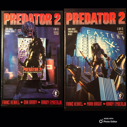 PREDATOR 2 Adaptation 2-Book Lot w/ Trading Card Dark Horse 1991 Rare HIGH GRADE - aliencomics.ca