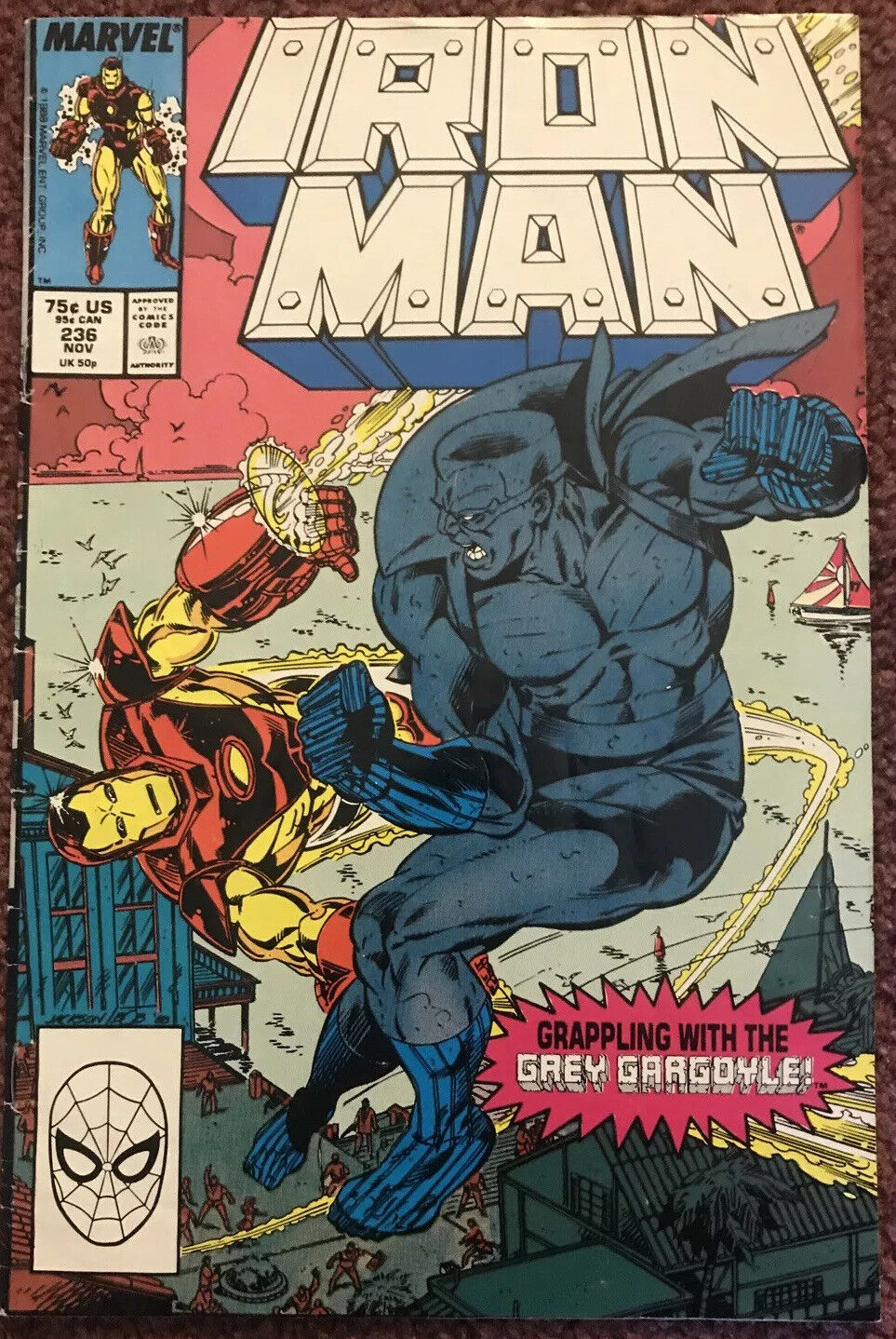 IRON MAN 236 Volume 1 Marvel Comics Group 1991 Stone Cold Grey Gargoyle app. - aliencomics.ca