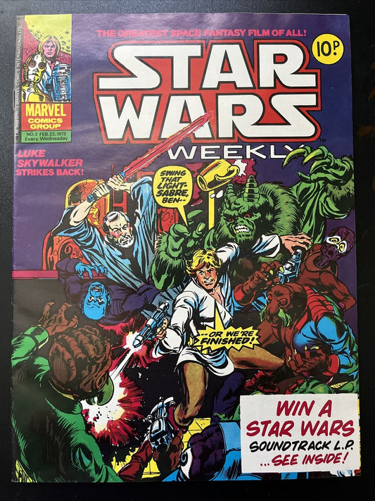 STAR WARS Weekly 3 Marvel 1978 1st app Obi-Wan Kenobi Death Star Plan HIGH GRADE - aliencomics.ca