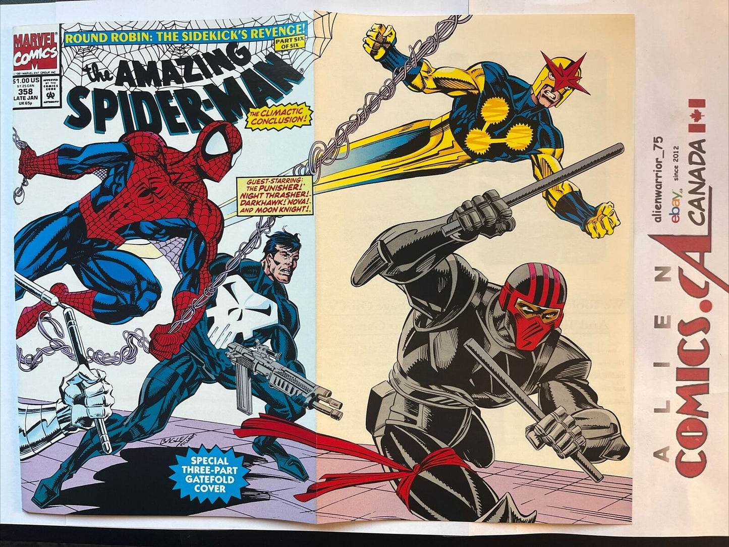 AMAZING SPIDER-MAN 358 Marvel 1992 Last $1 Issue Fold-out Cover Rare HIGH GRADE