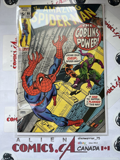 AMAZING SPIDER-MAN 98 Marvel 1971 Green Goblin app. Key No Comic Code HIGH GRADE