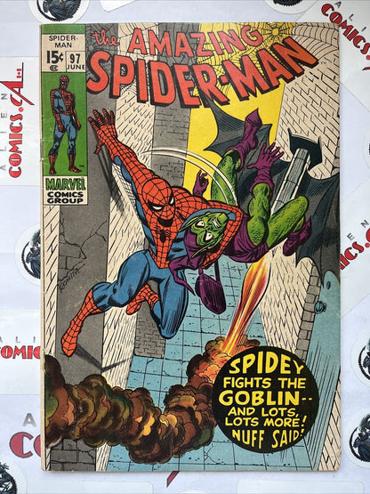 AMZING SPIDER-MAN 97 Marvel 1971 Green Goblin app. Key No Comic Code HIGH GRADE