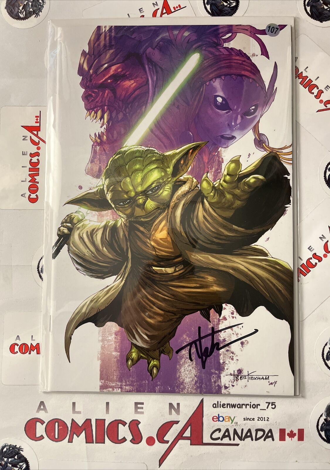 STAR WARS: YODA 1 Tyler Kirkham Signed w/COA WhatNot Virgin Variant HIGH GRADE